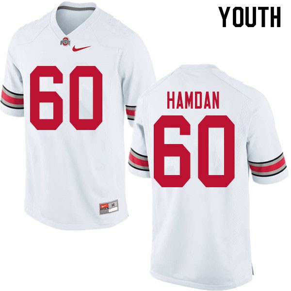 Ohio State Buckeyes #60 Zaid Hamdan Youth Embroidery Jersey White OSU69650
